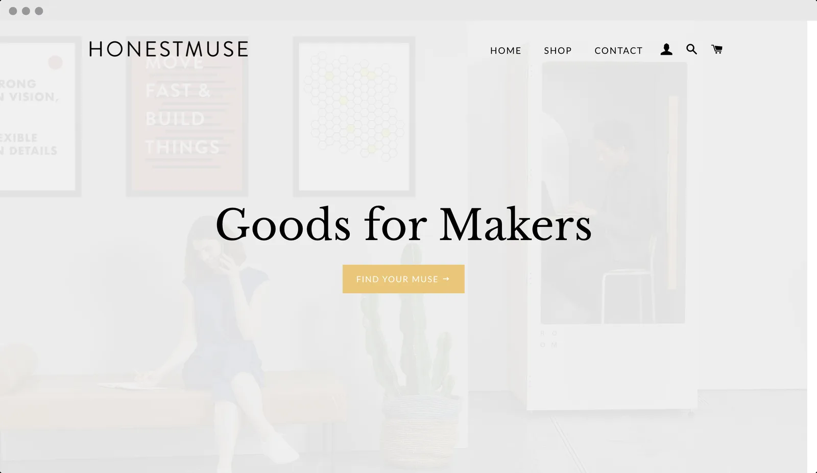 Honest Muse store homepage