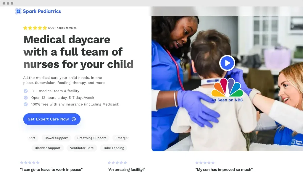 Spark Pediatrics homepage